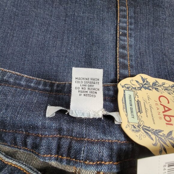 Cabi Womens Denim A-Line Midi Skirt Size 12 Indigo Frayed Hem Style # 621 New - Picture 4 of 7
